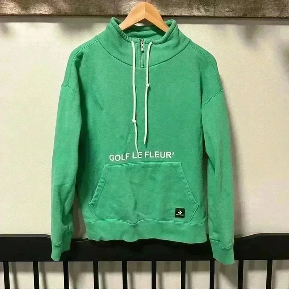 Converse Golf Le Fleur Edition Kelly Green Quarter Zip Pullover Sweatshirt S - Picture 8 of 12